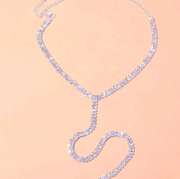 Crystal Rhinestone Tassel Choker Necklace - Picture 2 of 4